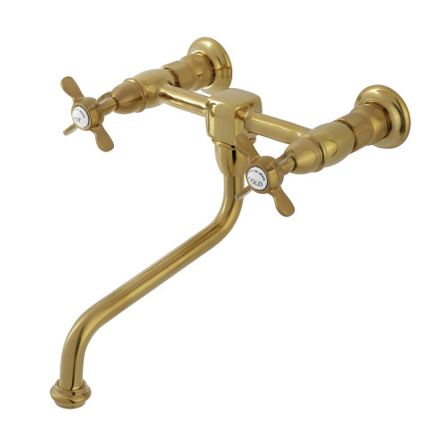 Kingston Brass Essex Wall Mount Bathroom Faucet, Brushed Brass - KS1217BEX