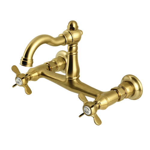 Kingston Brass Vintage Wall Mount Kitchen Faucet, Brushed Brass - KS3257BEX