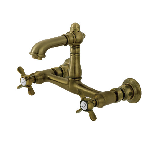 Kingston Brass Essex Two-Handle Wall Mount Bathroom Faucet, Antique Brass - KS7253BEX
