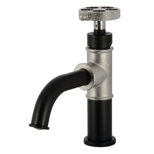 Kingston Brass Webb Single-Handle Bathroom Faucet with Knurled Handle and Push Pop-Up Drain, Matte Black/Brushed Nickel - KS2828RKX