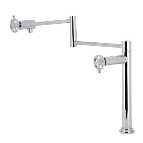 Kingston Brass Wendell Deck Mount Pot Filler Faucet with Knurled Handle, Polished Chrome - KS4701RKZ
