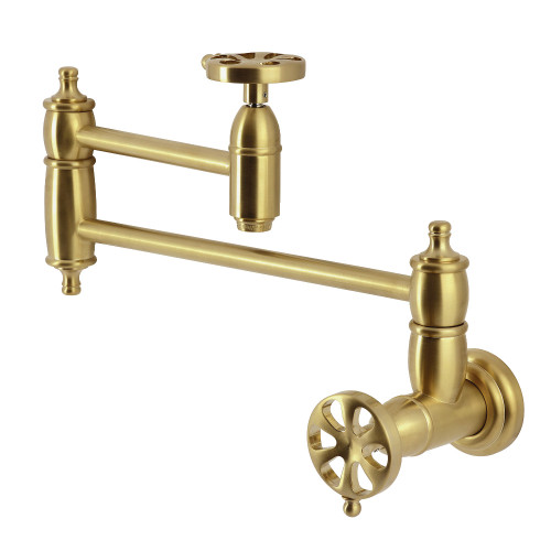 Kingston Brass Belknap Wall Mount Pot Filler, Brushed Brass - KS3107RX