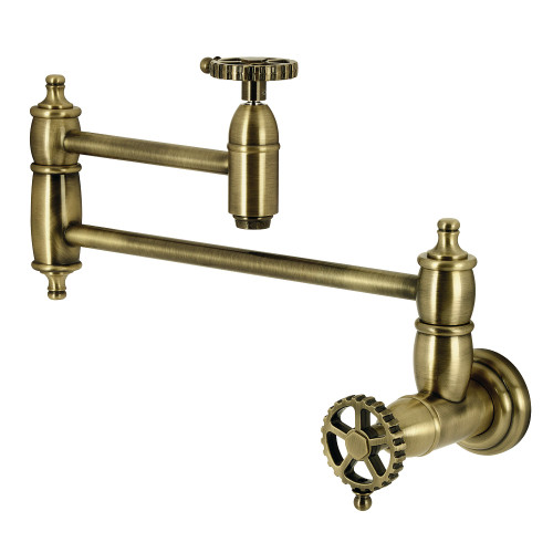 Kingston Brass Fuller Wall Mount Pot Filler, Antique Brass - KS3103CG