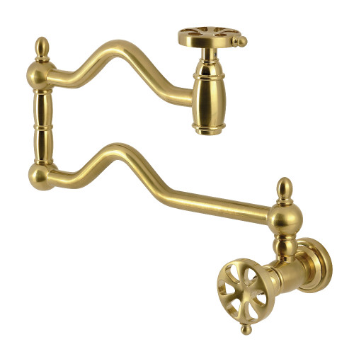 Kingston Brass Belknap Wall Mount Pot Filler, Brushed Brass - KS2107RX