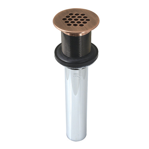 Kingston Brass Grid Drain without Overflow, 17 Gauge, Antique Copper - KB400AC