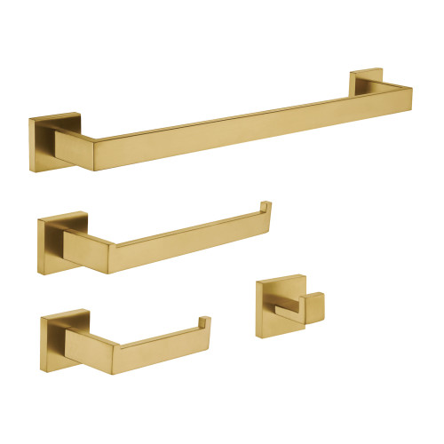 Kingston Brass Lasdun 4-Piece Bathroom Accessory Set, Brushed Brass - BAHK602478BB