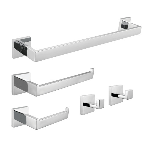 Kingston Brass Lasdun 5-Piece Bathroom Accessory Set, Polished Chrome - BAHK6024778C