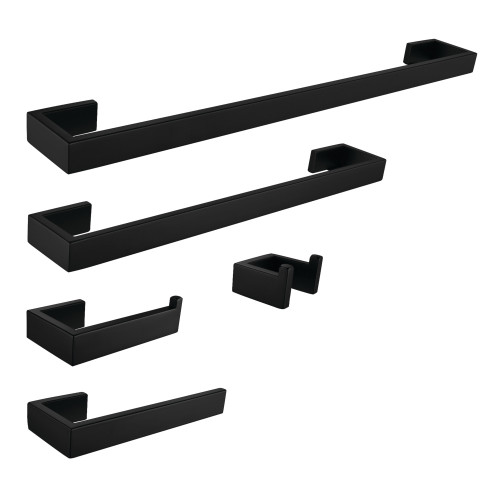 Kingston Brass Lasdun 5-Piece Bathroom Accessory Set, Matte Black - BAHK6412478MB