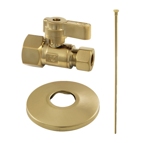Kingston Brass Toilet Supply Kit, 1/2" FIP x 3/8" OD Comp Straight Valve, Brushed Brass - KF43157TKF20