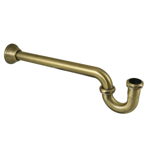Kingston Brass 1-1/4" (or 1-1/2") x 1-1/2" P-Trap with Bell Flange, 19" Length, 18 Gauge, Antique Brass - CC5243