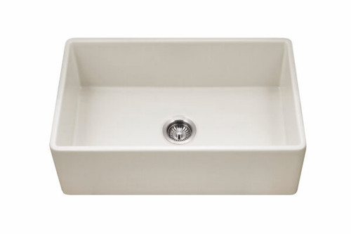 HamatUSA Chelsea 30" x 18" Apron-Front Fireclay Single Bowl Kitchen Sink, Biscuit - CHE-3018SA-BQ