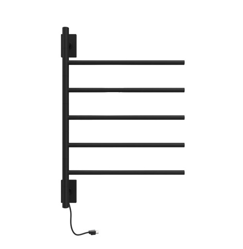 Amba Swivel Bar Hardwired & Plug-in Combo Towel Warmer Unit with 5 Bars - Matte Black - SB5-MB