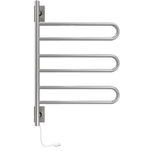 Amba Swivel Loop Hardwired & Plug-in Combo Towel Warmer with 3 Looped Bars - Brushed Stainless - SL3-B