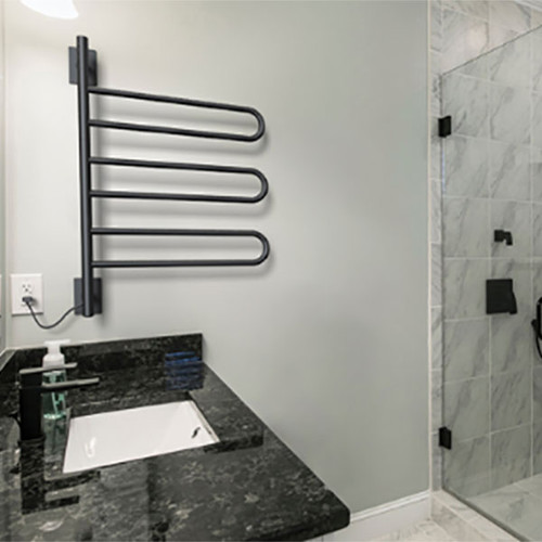 Amba Swivel Loop Hardwired & Plug-in Combo Towel Warmer with 3 Looped Bars - Matte Black - SL3-MB