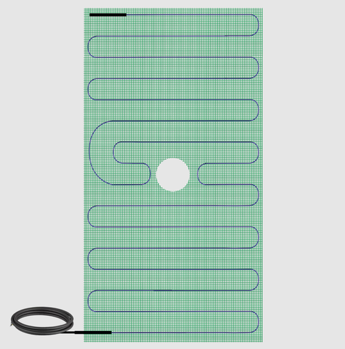 WarmlyYours TRT120-2.7x5.0 TempZone™ Shower Mat 120V 32″ x 60″ with Center Drain Hole, 13.3 Sq. Ft., 1.7A