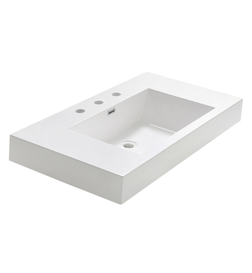 Fresca Vista 36" White Integrated Sink with Countertop - FVS8090WH