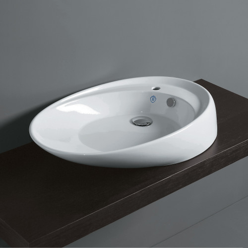 Whitehaus Britannia Oval Above Mount Sink with Single Faucet Hole Drill - White - B-BO12