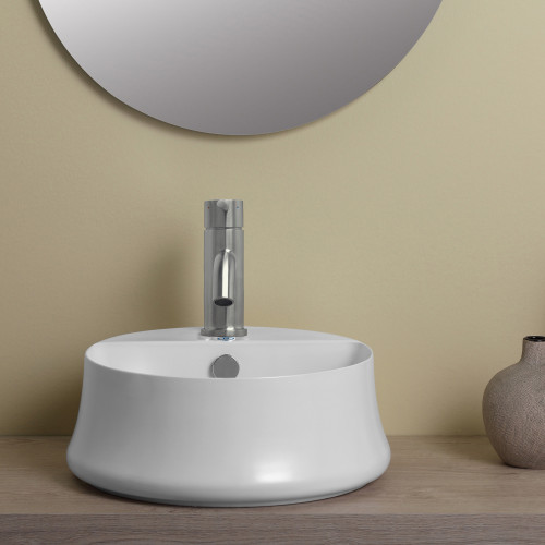 Whitehaus Britannia Round Above Mount Sink with Single Faucet Hole Drill - White - B-SH03