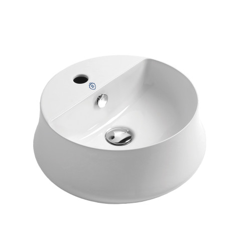 Whitehaus Britannia Round Above Mount Sink with Single Faucet Hole Drill - White - B-SH03