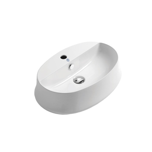 Whitehaus Britannia Oval Above Mount Sink with Single Faucet Hole Drill - White - B-SH05
