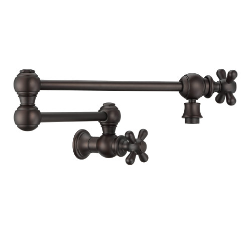 Whitehaus Vintage III Plus Wall Mount Retractable Swing Spout Pot Filler with Cross Handles - Oil Rubbed Bronze - WHKPFCR3-9550-NT-ORB
