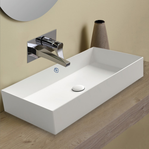 Whitehaus Britannia Large Rectangular Above Mount Sink - White - B-AG80