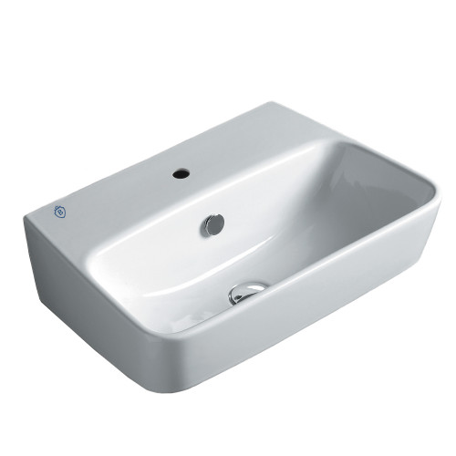 Whitehaus Britannia Rectangular Wall Mount Sink with Single Hole Drill - White - B-DE14