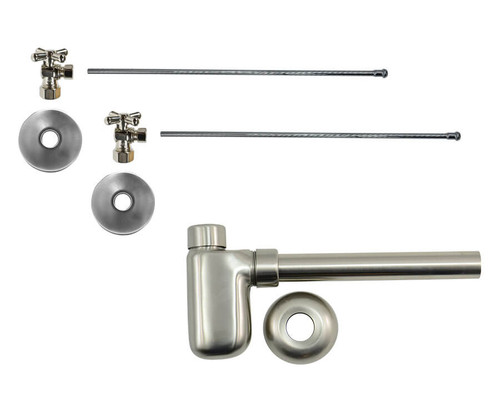 Mountain Plumbing Lavatory Supply Kit - Brass Cross Handle with 1/4 Turn Ball Valve (MT621-NL) - Angle, Bottle Trap - French Gold - MT7002-NL/FG
