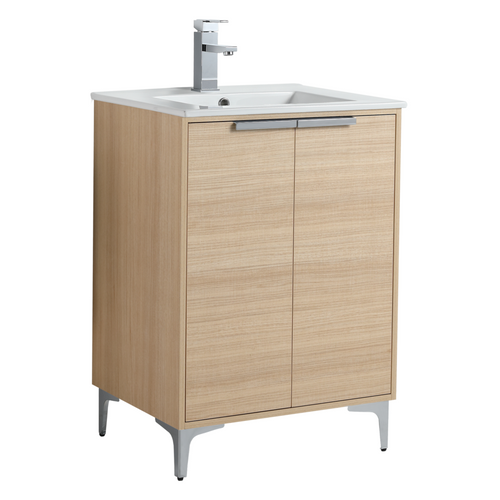 Fine Fixtures Wilmington Vanity Cabinet 24" x 18" - Natural Oak with Polished Chrome Hardware - WI24NO