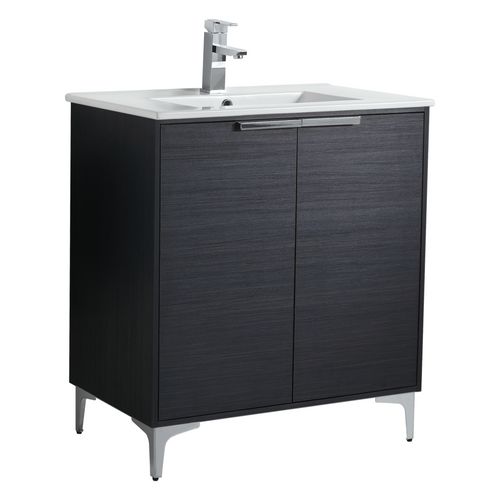 Fine Fixtures Wilmington Vanity Cabinet 30" x 18" - Chestnut Black with Polished Chrome Hardware - WI30CH