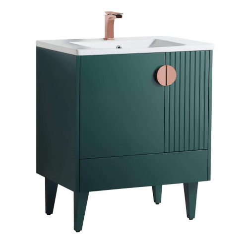 Fine Fixtures Venezian Vanity Cabinet 30" Wide - Green With Rose Gold Handle - VN30GN