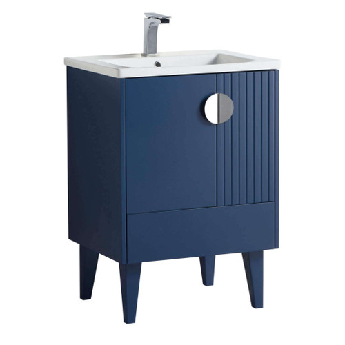 Fine Fixtures Venezian Vanity Cabinet 24" Wide - Navy Blue With Polished Chrome Handle - VN24NB