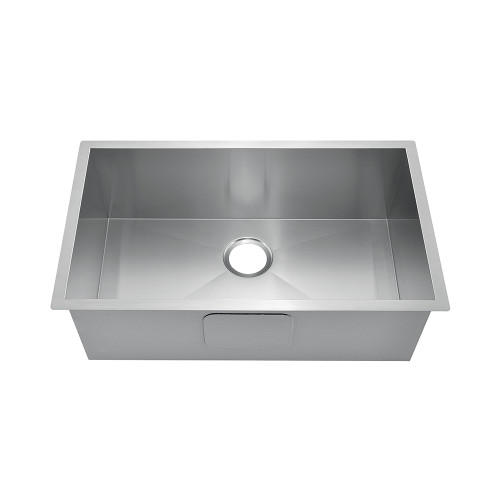 Oakland 27" x 18" 93 Degree Sharp Edge Handmade Undermount Single Bowl Stainless Steel Kitchen Sink - KSH27189R