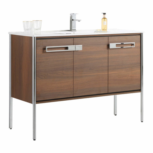 Fine Fixtures Oakville Vanity Cabinet 48" - Walnut Ebony With Polished Chrome Hardware - OK48WB