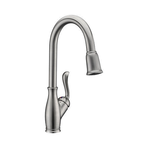 Oakland 16.5" High Single Handle Pull-Down Kitchen Faucet In Brushed Nickel - KSK1114BN