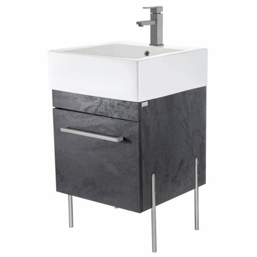 Fine Fixtures Concordia Vanity Cabinet 20" Wide - Black Marble With Polished Chrome Hardware - CA20BM