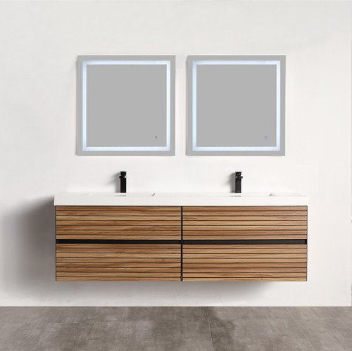 Blossom Annecy 72" Wall Hung Vanity With Acrylic Double Sink - Maple Strip - V8040 72 13 A