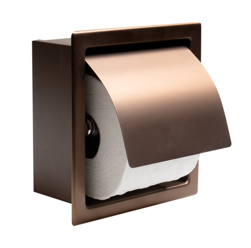 ALFI PVD Brushed Copper Stainless Steel Recessed Toilet Paper Holder with Cover - ABTPP77-BC