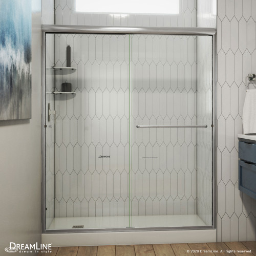 Dreamline Alliance Pro 56-60 in. W x 70 3/8 in. H Semi-Frameless Bypass Sliding Shower Door in Brushed Nickel and Clear Glass - SDAL60W700VXX04