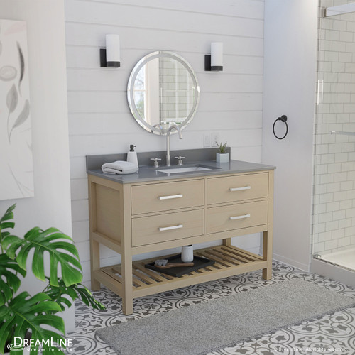 Dreamline Valencia 48 Inch Oak Console Vanity with Rectangular Undermount Sink - Light Oak - VFVC482234SGQLK