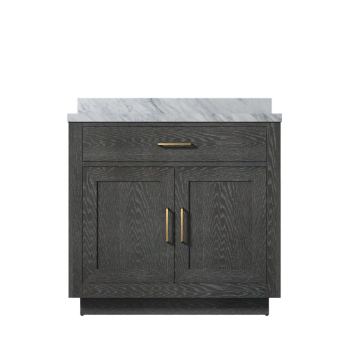 Lexora Abbey 36 inch W Black Oak Vanity Cabinet and Carrara Marble Top - LVA36SJ100