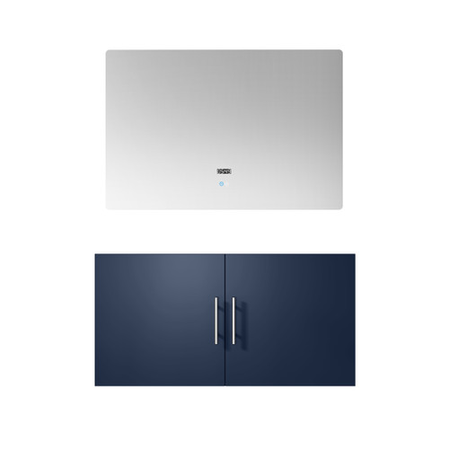 Lexora Geneva 36 in. W Navy Blue Wall Mount Bath Vanity Cabinet and 36 in. LED Mirror - LVG36SE010
