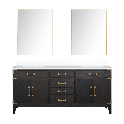 Lexora Laurel 72 inch W Black Oak Double Sink Vanity Cabinet, Cultured Marble Top, and 34 in Mirrors - LVL72DJ310