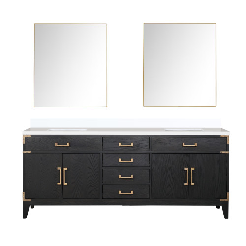Lexora Laurel 80 inch W Black Oak Double Sink Vanity Cabinet, Cultured Marble Top, and 36 in Mirrors - LVL80DJ310