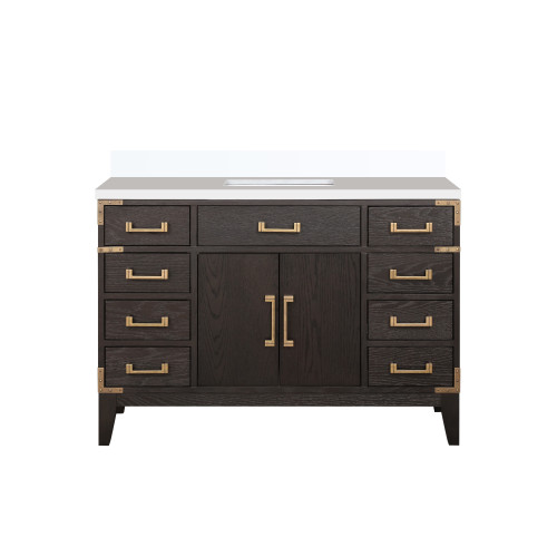 Lexora Laurel 48 inch W Brown Oak Vanity Cabinet and Cultured Marble Top - LVL48SK300