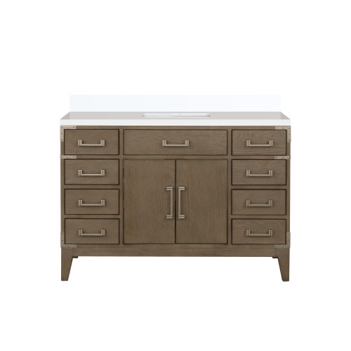 Lexora Laurel 48 inch W Grey Oak Vanity Cabinet and White Quartz Top - LVL48SR200
