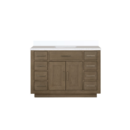 Lexora Abbey 48 inch W Grey Oak Vanity Cabinet and Cultured Marble Top - LVA48SR300
