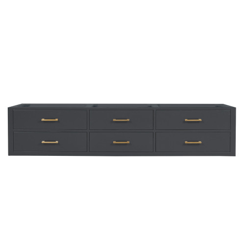 Lexora Castor 84 inch W Black Double Sink Wall Hung Vanity Cabinet - LVC84DL000