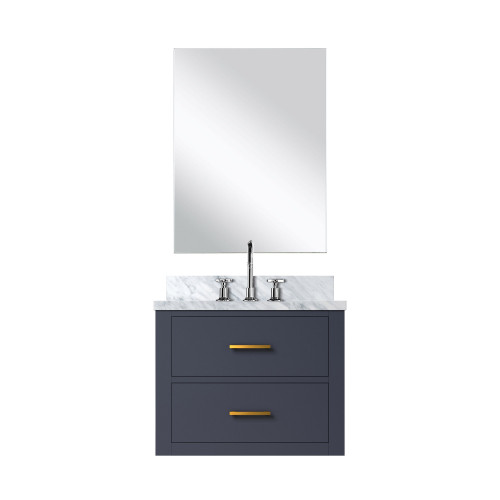 Lexora Castor 24 inch W x 18 in D Blue Single Bath Wall Hung Vanity Cabinet Acrylic Countertop, 18 in Mirror and Faucet Set - LVC24SE511