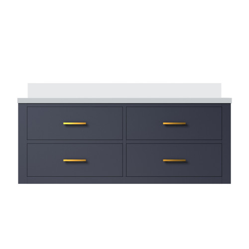 Lexora Castor 48 inch W Blue Single Bath Wall Hung Vanity Cabinet and Cultured Marble Top - LVC48SE300